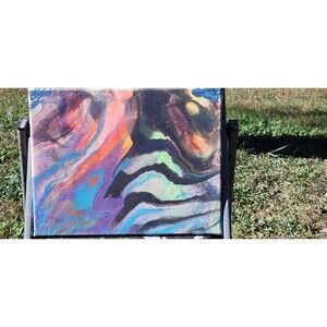 Aurora Drift Colorful Acrylic Pour Painting 14x11 Abstract Resin Art